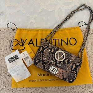 Mario Valentino Pink Snake Print Shoulder/Crossbody Bag